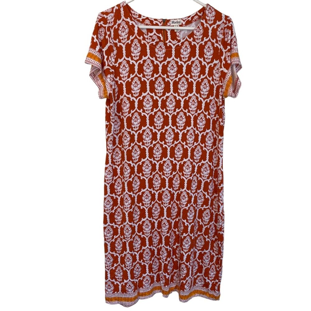 Hatley Rust Orange and White Printed Short Sleeve Dress